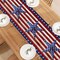 Patriotic 72-inch linen table runner, red, white, and blue design.
